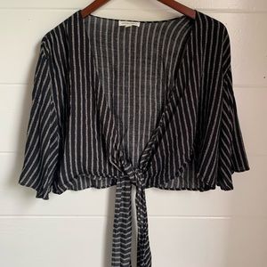 Cropped v-neck wrap top